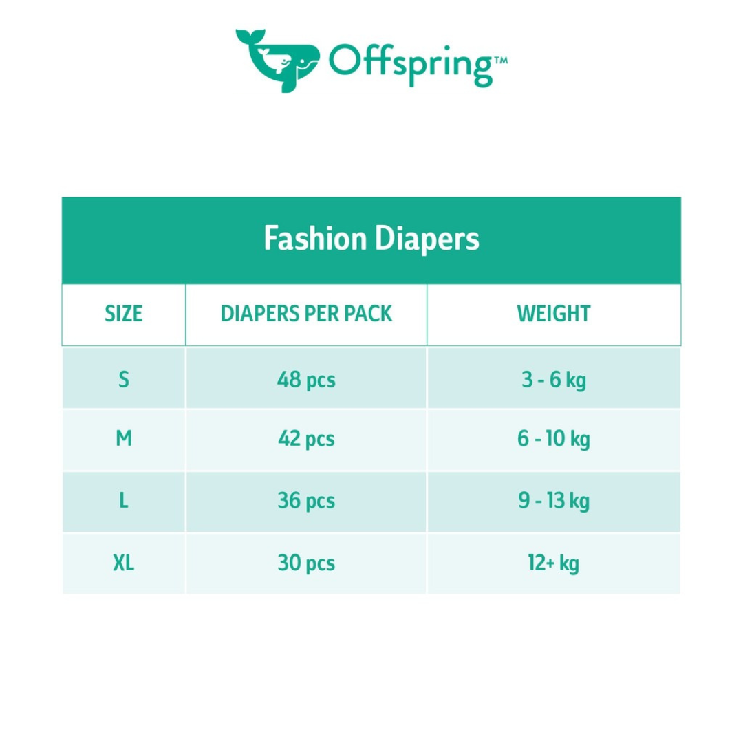 Offspring Fashion Tape Diapers M46 (4Pack Bundle)